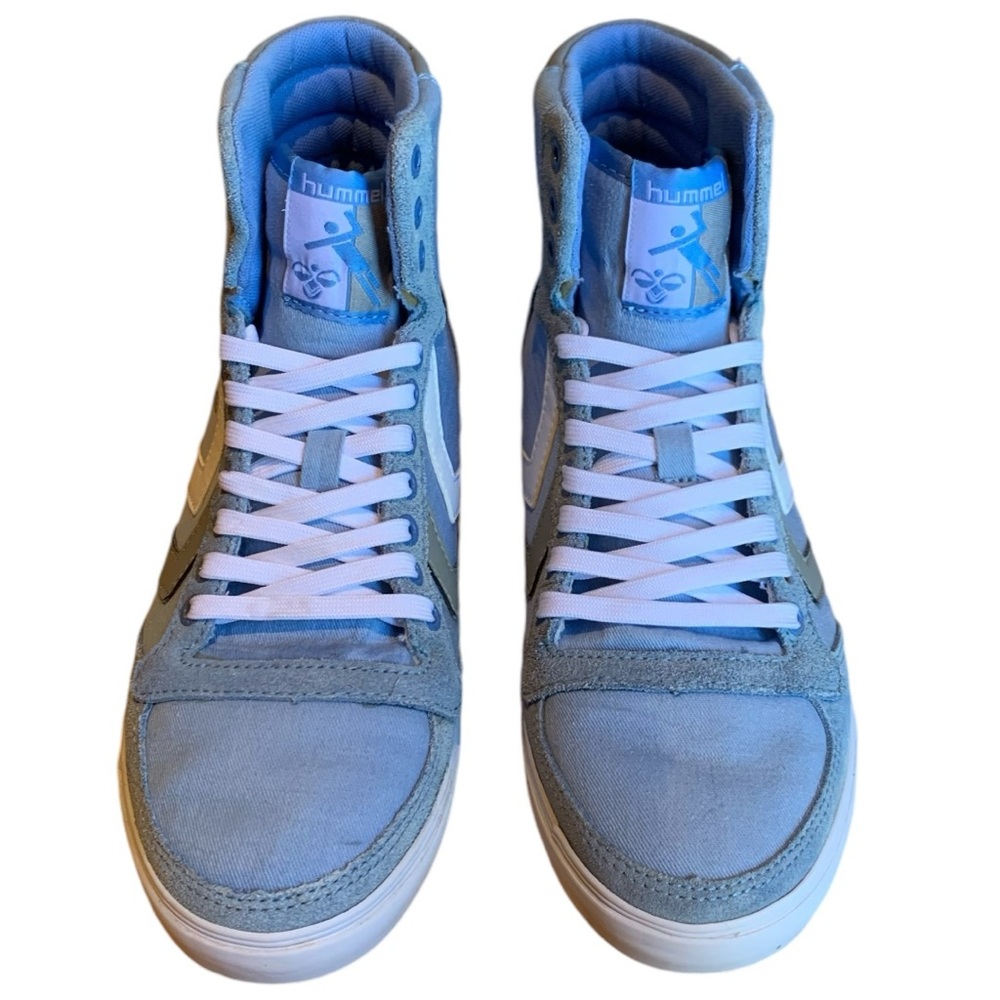 Hummel Slimmer Stadil High Top Sneakers Blue White Retro Streetwear EU 37 Unisex - Picture 3 of 14